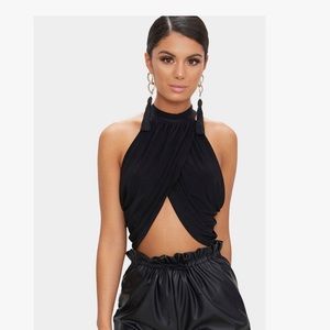 Black Neck Wrap Crop Top